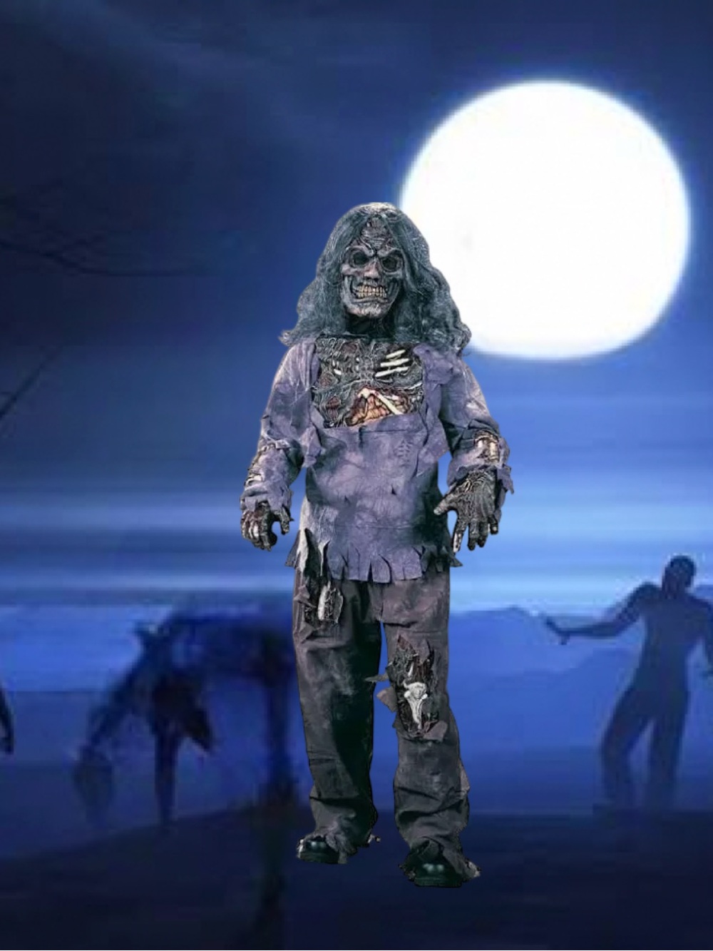 Rare Kids Spirit Halloween Zombie Costume in Gray and Purple Child Medium 8-10